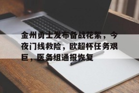 爱游戏app -金州勇士发布备战花絮，今夜门线救险，欧超杯任务艰巨，医务组通报恢复的简单介绍